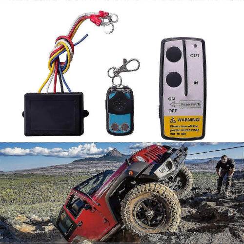Verricello wireless da 12 V e 15 metri con telecomando, resistente e impermeabile per camion, SUV e fuoristrada. 1