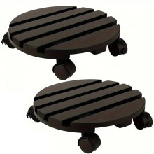 Plant Roller Stand with Lockable 360 Rotating Wheels Wood Flowerpot Tray for Potted Plants Easy Assembly Plant Base