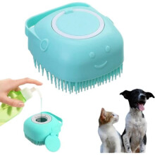 Cepillo de baño para perros y gatos, cepillo de masaje de silicona suave para un aseo delicado, azul, apto para mascotas.