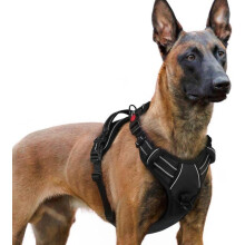 Arnés antitirones para perros con 3 hebillas, fácil de poner, reflectante y ajustable, color negro, talla XL.