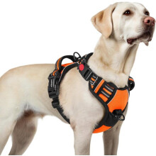 Arnés antitirones para perros con 3 hebillas, fácil de poner, chaleco reflectante ajustable, naranja, talla grande