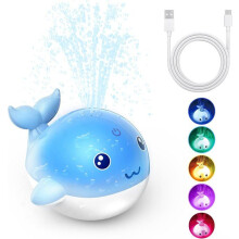 Fuente de agua recargable para el baño de bebés y niños pequeños, juguete de baño de agua azul
