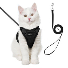 Arnés transpirable y ajustable para gatos con correa, color negro, talla S, arnés de malla suave para gatos y perros pequeños.