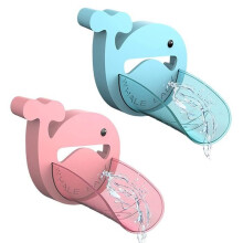 Juego de 2 extensores de grifo para niños, de silicona segura, divertidos para evitar salpicaduras de agua, en azul y rosa.