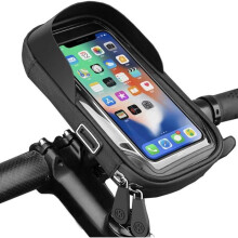 Soporte impermeable para teléfono móvil para bicicleta, rotación de 360 grados, compatible con smartphones de hasta 6,4 pulgadas, color negr