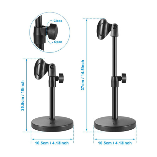 Suporte de Microfone de Mesa, com Clipe de Microfone, Suporte de Telefone Celular, Adaptador de Metal Macho de 5/8 Polegadas para FêMea de 3/8 1