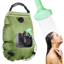 Bolsa de ducha solar de 20 litros con indicador de temperatura, portátil para camping, playa, jardín y viajes al aire libre.