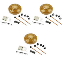 3Sets Metalen Tongtrommel Handdrum Gouden Beginner Instrument