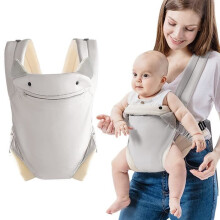 Portabebés suave y cómodo para recién nacidos, fular ergonómico, fácil de ajustar, de 3 a 12 kg, gris.
