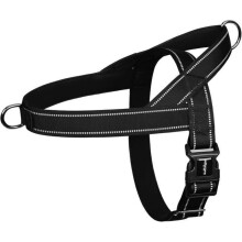 Arnés antitirones ajustable para perros pequeños, fácil de poner y quitar, con clip frontal, XL, color negro.