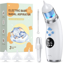 Aspirador nasal eléctrico para bebés, 9 niveles de succión, con música y luz nocturna, limpiador nasal suave para niños.