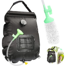 Bolsa de ducha solar para camping de 20 litros, plegable, para viajes al aire libre, con cabezal de ducha, portátil para camping y senderism