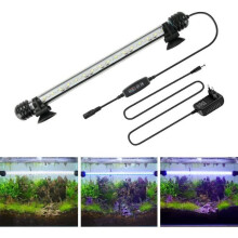 Lámpara LED para acuario de 28 cm, resistente al agua IP68, con 10 niveles de brillo RGB azul y blanco para peceras.
