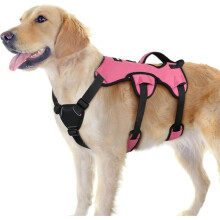 Arnés ajustable para perros con asa para facilitar el control, color rosa suave, arnés cómodo para mascotas.