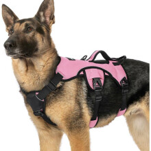 Arnés ajustable para perros con asa de elevación, arnés para mascotas de fácil control, talla extragrande, color rosa.