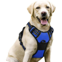 Chaleco arnés reflectante ajustable para perros, azul, talla mediana, arnés transpirable antitirones para perros.