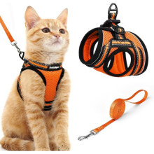 Arnés para gatos, gatitos y perros pequeños, chaleco reflectante transpirable ajustable, talla M, naranja.