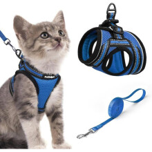 Arnés ajustable para gatos y perros pequeños, chaleco reflectante transpirable para gatitos y cachorros, talla S, azul.