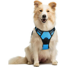 Arnés ajustable para perros con asa, material reflectante, transpirable y duradero, azul claro, talla mediana.