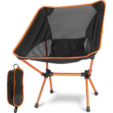Silla plegable de camping, unisex, naranja, ultraligera, tela Oxford 600D, incluye bolsa de transporte.