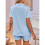 Women'S Lapel Collar Short Sleeve Button Down Top & Drawstring Shorts Pajama Sets Light  M 5