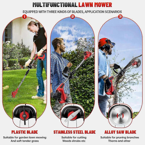 Electric grass trimmer with wheels for smooth maneuvering 2
