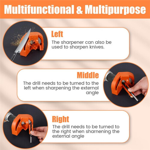 Drill Bit Sharpener for All Bits(5/64-5/8 Inch ), Multipurpose Drill Bit Grinding Tool Attachment with Grinding Wheels 2