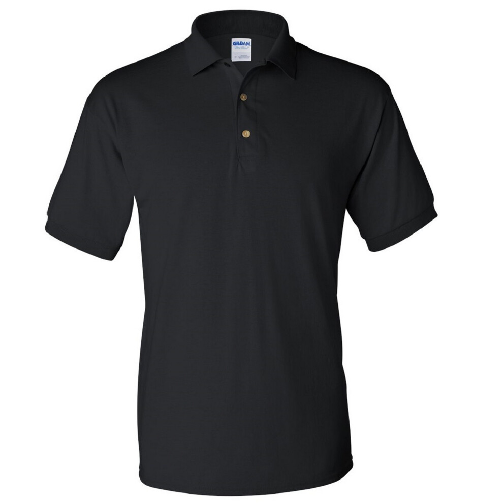 Gildan (M, ) Adult Dryblend Jersey Short Sleeve Polo Shirt Black