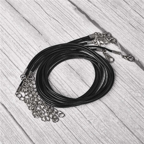60 Peças CordãO de Colar Encerado Preto de 20 Polegadas com Fecho um Granel para Colar de Pulseira e FabricaçãO de Joias 2