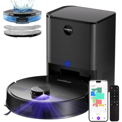MONSGA MS1 MAX Robot Vacuum Cleaner & Mop 7000Pa LiDAR Self Empty Station