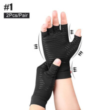 Compression Gloves Copper Black for Multisport Support and Comfort, Breathable Stretch Fit Large Size