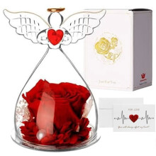 Eternal Rose Angel Gift for Women, Eternal Rose Under Glass Dome, Unique Gift for Mom and Wife, Birthday and Valentine's