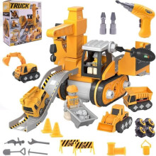 Set di costruzioni 4 in 1 con trapano elettrico e 12 accessori, giocattolo educativo per bambini dai 3 anni in su.