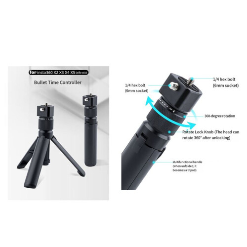 Invisible Selfie Stick for  X5 X4 X3 Bullet  Handle Extended Tripod Bundle for Panoramic Cameras 2