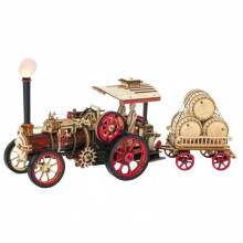 Trattore a vapore in legno fai da te, puzzle meccanico 3D, 469 pezzi con motore e kit di luci a LED
