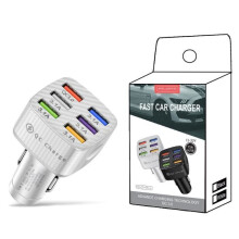 Caricabatterie da auto USB a 6 porte con adattatore di ricarica rapida QC 3.0 per iPhone, Samsung e dispositivi Android.