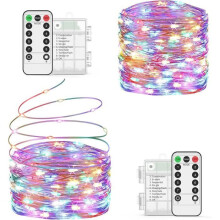 Luci decorative a batteria, 2 x 10 m, 200 LED, IP65, impermeabili, per interni ed esterni, ideali per Natale, matrimoni e feste.