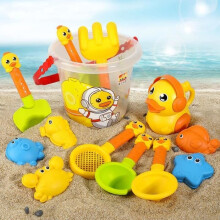 Set di giochi da spiaggia per bambini con secchiello, ruota idraulica e formine per la sabbia, giallo, unisex, dai 3 anni in su