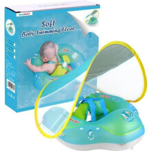 Salvagente gonfiabile per neonati con parasole removibile, in PVC ecologico, verde, per piscina.