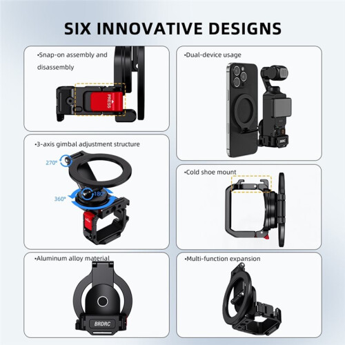 Magnetic Adapter Mount for  Osmo Pocket 4/3,  Bracket, Pocket 4/3 Camera Stabilizer Tripod Accessories Holder 2