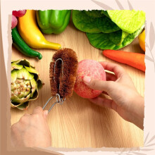 Kokosvezelborstel met Handvat, 3 Schrobborstelkoppen, Ideaal voor Het Schrobben en Wassen van Fruit en Groenten, en voor Alle Schoonmaakbehoeften in