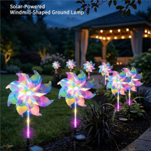 2 Lampade Solari da Giardino A Forma di Mulino A Vento Colorate, Impermeabili, con Picchetto, per Esterni, Illuminazione Decorativa A LED per il