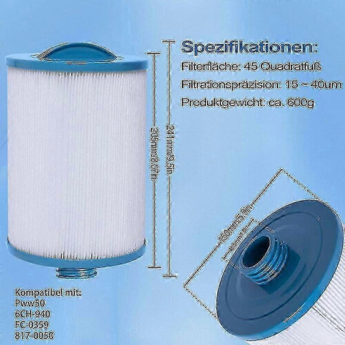 Replacement Spa Filter for Jacuzzi, 2-Pack Cartridges Compatible with PWW50 6CH-940 2