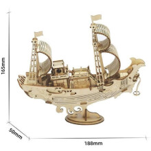 3D drevené puzzle Japonská diplomatická loď 91 dielikov unisex béžová vzdelávací model pre deti