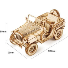 Drevená 3D stavebnica modelu Jeepu, 369 dielikov, skladačka pre dospelých a tínedžerov