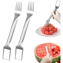 Sada vidličiek na melón 2 v 1 z nehrdzavejúcej ocele, 25 x 3,2 cm, 2 kusy, odolný krájač ovocia