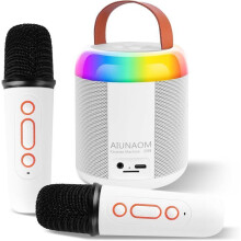 Bezdrôtový karaoke mikrofón pre deti s 2 mikrofónmi, LED svetlami, variabilnými zvukovými efektmi a Bluetooth reproduktorom