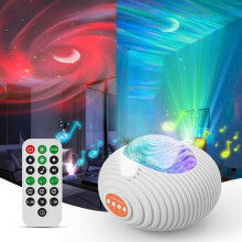 Lampa k projektoru Aurora s LED svetlami hviezd a galaxií, 4 v 1, 14 farieb, časovač a biely šum, do spálne