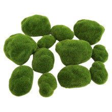12pcs Moss Rocks Artificial Green Stone Decoration Fake Lifelike Plant Simulation Ornament Party Window Display