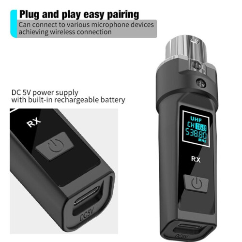 2.4G XLR Adapter System Wireless Microphone Transmitter Receiver for Dynamic Mic Audio Mixer Guitar PA System 1